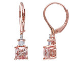 Morganite and Created Synthetic White Sapphire Earrings 2.50 Carat (ctw) with Diamonds in Rose Sterling Silver